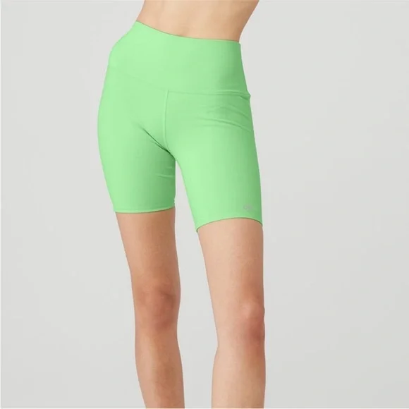 7" High-Waist Biker Short in Ultramint Green, Size: Small | Alo Yoga